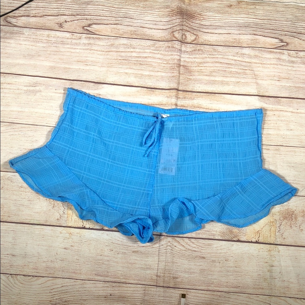wild fable Blue Sheer Ruffle Swim Coverup‎ Shorts